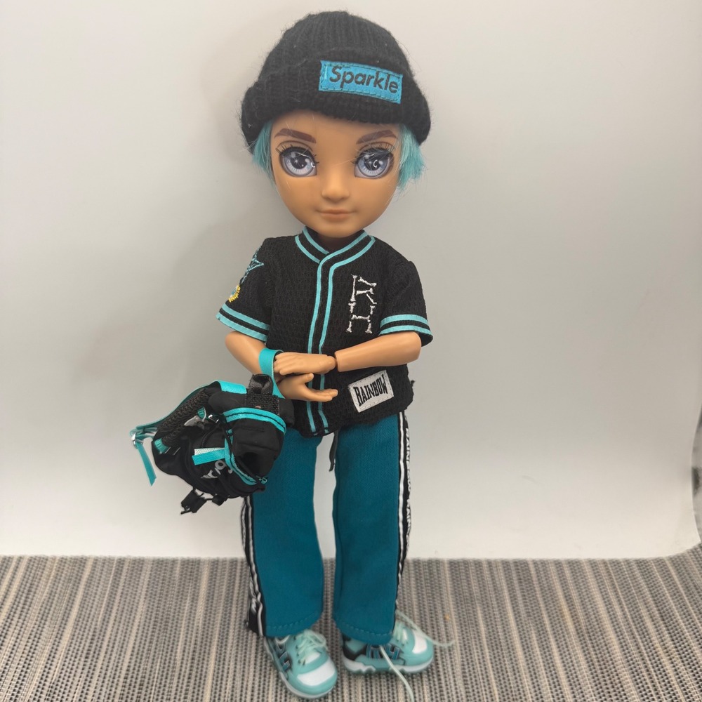 Rainbow High River Kendall Boy Doll Teal Black Sporty Outfit Accessories MGA